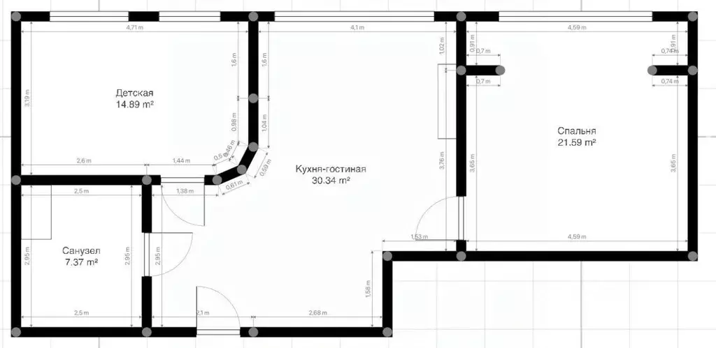 2-к кв. Кабардино-Балкария, Нальчик Балкарская ул. (74.0 м) - Фото 2