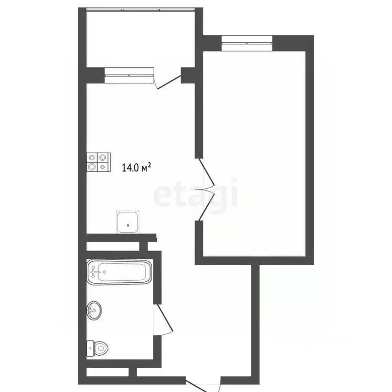 1-к кв. Тюменская область, Тюмень Велижанская ул., 68к1 (42.1 м) - Фото 1