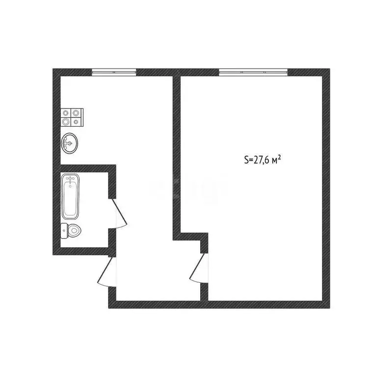 1-комнатная квартира: Бийск, улица Ильи Репина, 1 (27.6 м) - Фото 1