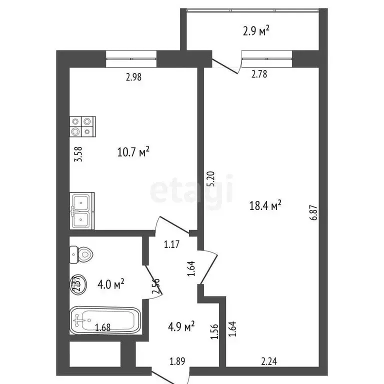 1-комнатная квартира: Стерлитамак, Набережная улица, 3/1 (38 м) - Фото 1