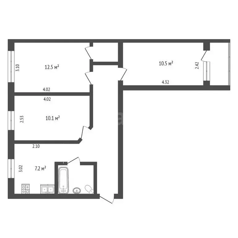 3-комнатная квартира: Архангельск, улица Выучейского, 63 (57.6 м) - Фото 1