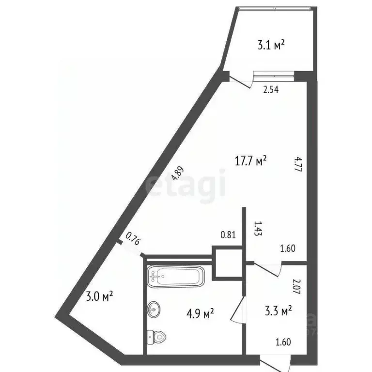 Студия Санкт-Петербург Дунайский просп., 23 (32.0 м) - Фото 2