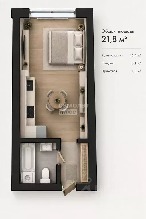 Студия Москва Ильменский проезд, 4к1 (21.8 м) - Фото 2