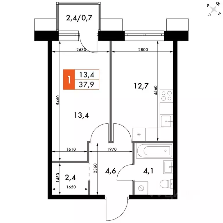 1-к кв. Приморский край, Владивосток Снеговая Падь мкр, ул. Адмирала ... - Фото 1