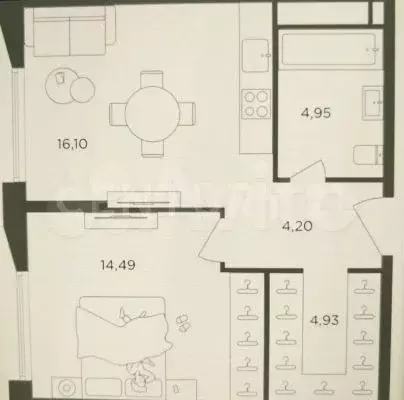 2-к. квартира, 44,6 м, 8/11 эт. - Фото 0