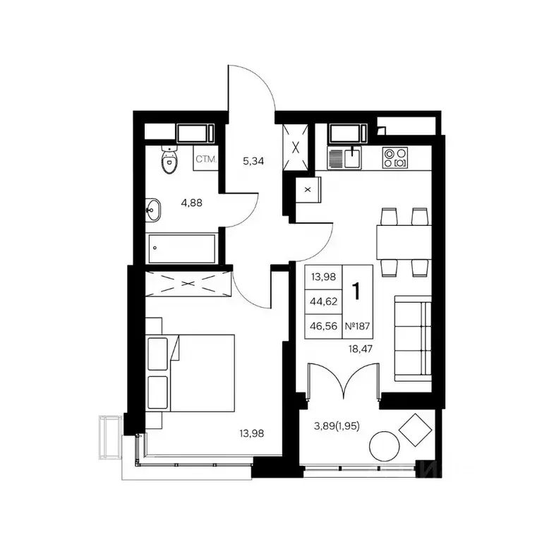 1-к кв. Калужская область, Обнинск Заовражье жилрайон, Новый город ... - Фото 1