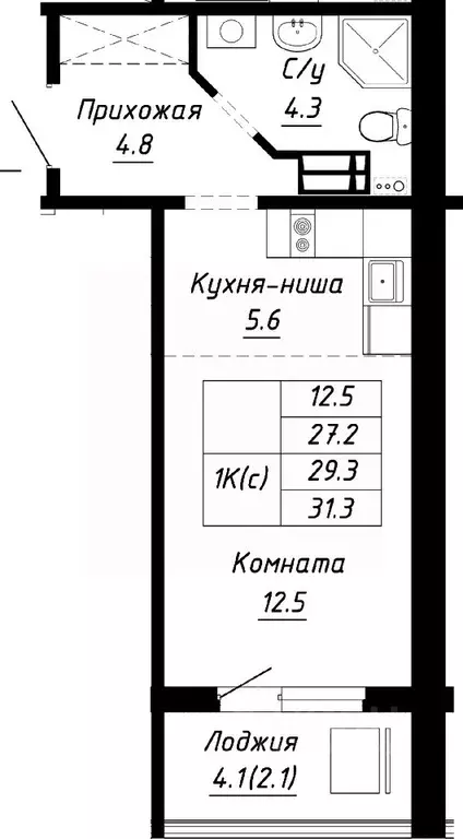 1-к кв. Алтайский край, Барнаул ул. Им. Анатолия Мельникова, 1 (29.3 ... - Фото 0