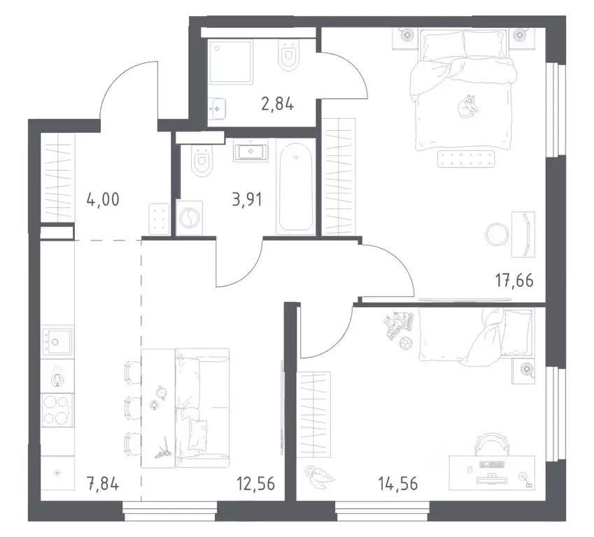 2-к кв. Башкортостан, Уфа ул. Минигали Губайдуллина, 8к9 (63.37 м) - Фото 1