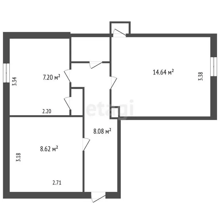 2-комнатная квартира: Кировск, улица Победы, 9 (41.15 м) - Фото 0