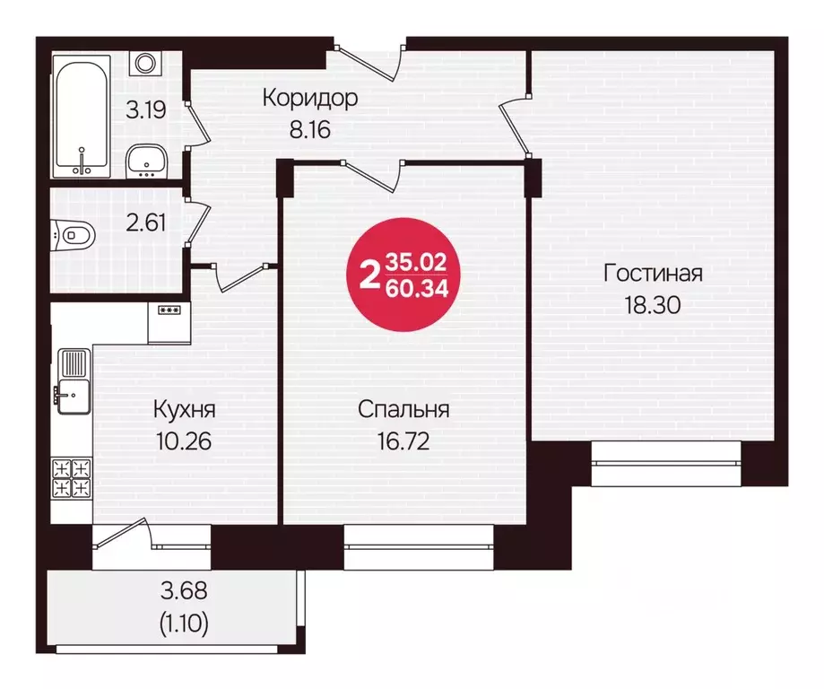 2-к кв. Чувашия, Новочебоксарск ул. Воинов-интернационалистов, поз24 ... - Фото 1