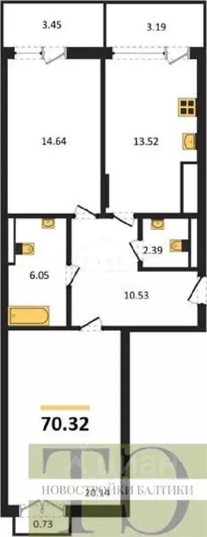 2-к кв. Калининградская область, Гурьевский муниципальный округ, пос. ... - Фото 1