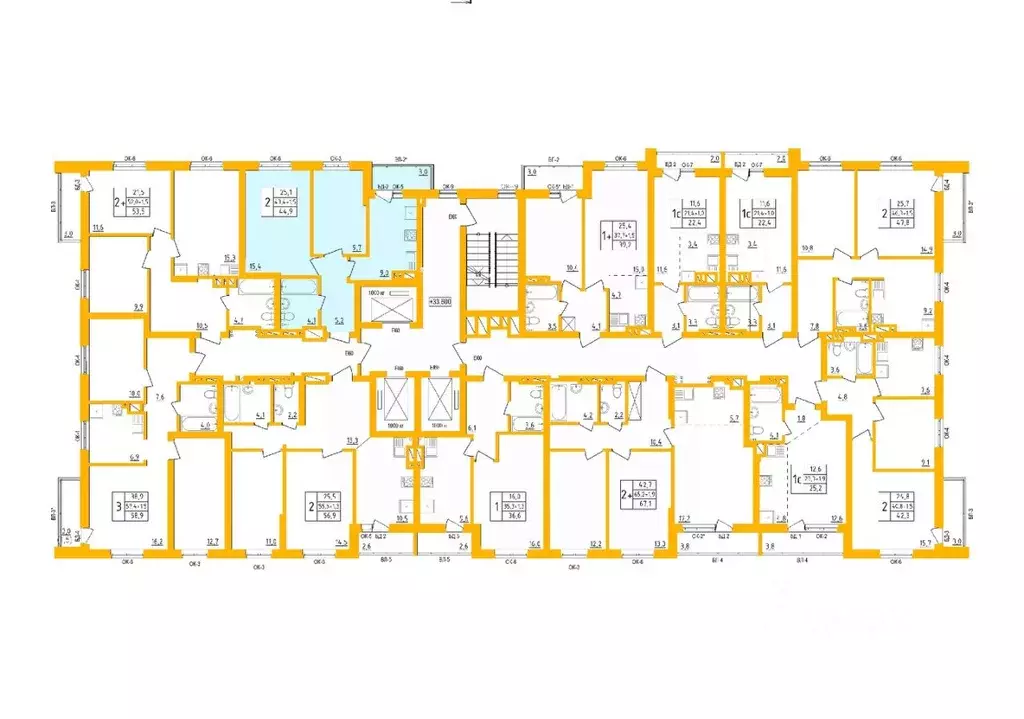 2-к кв. Башкортостан, Уфа Инорс-4Б мкр, Акварель жилой комплекс (44.8 ... - Фото 2