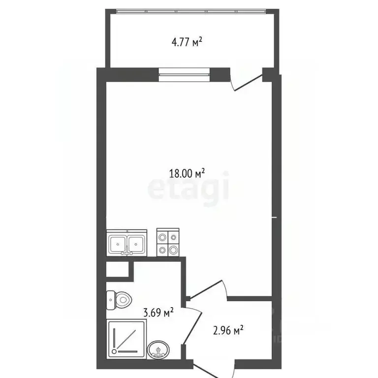 Студия Санкт-Петербург ул. Верхне-Каменская, 11к1 (25.0 м) - Фото 2
