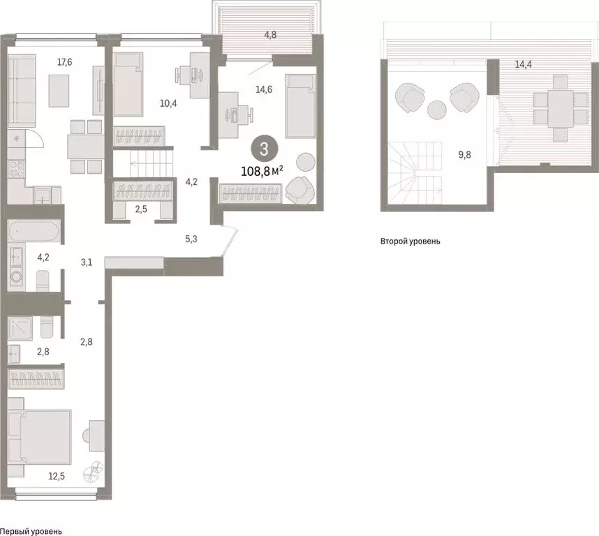 3-комнатная квартира: Тюмень, Мысовская улица, 26к1 (108.78 м) - Фото 0