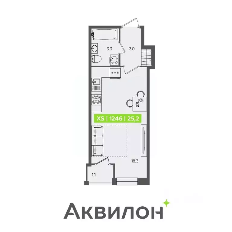 Студия Санкт-Петербург Планерная ул., 87к1 (25.2 м) - Фото 0