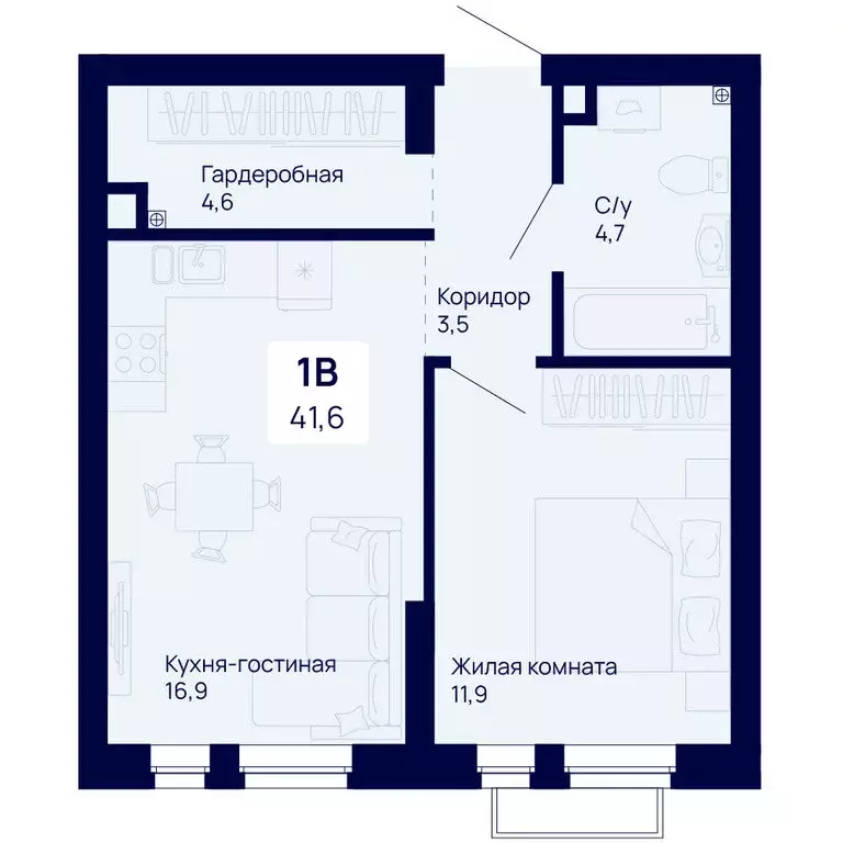 1-комнатная квартира: Екатеринбург, жилой комплекс Галактика (41.6 м) - Фото 0