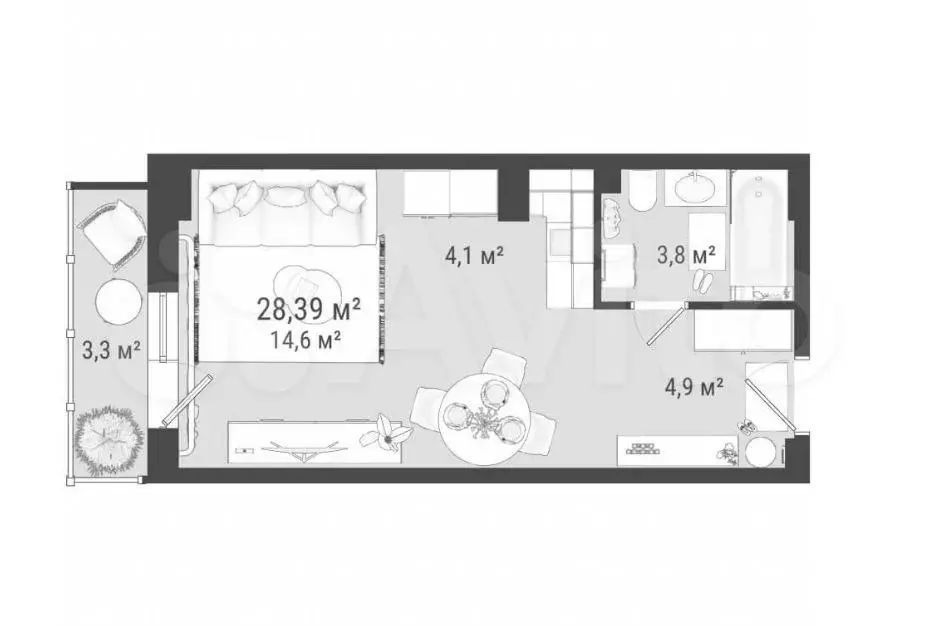Квартира-студия, 28,1 м, 20/22 эт. - Фото 0