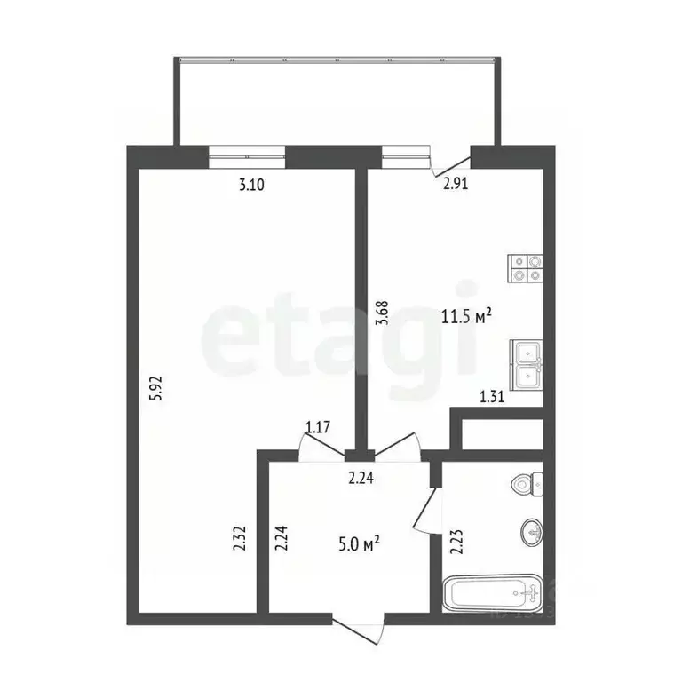 1-к кв. Тюменская область, Тюмень ул. Беляева, 33к1 (34.7 м) - Фото 2
