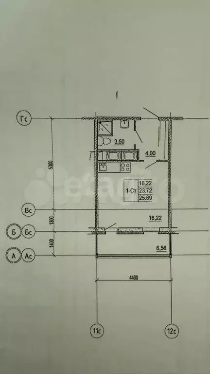Квартира-студия, 25,7 м, 3/12 эт. - Фото 0