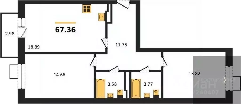 2-к кв. Воронежская область, Рамонский район, Яменское с/пос, пос. ... - Фото 1