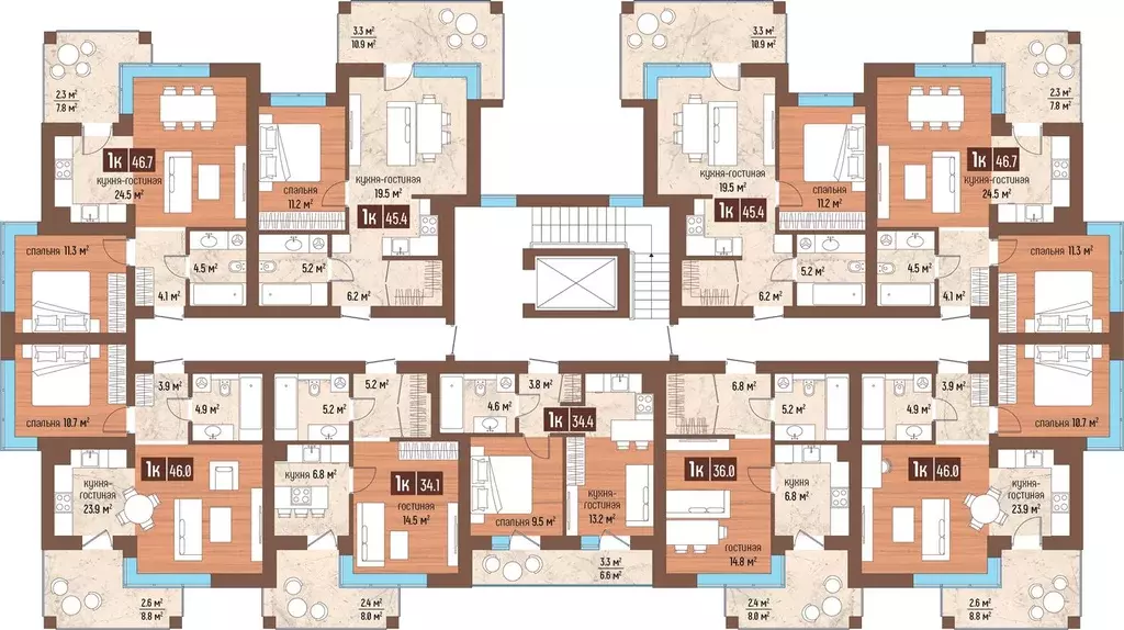 1-к кв. Калининградская область, Светлогорск Ольховая ул., 32к15 (36.0 ... - Фото 2