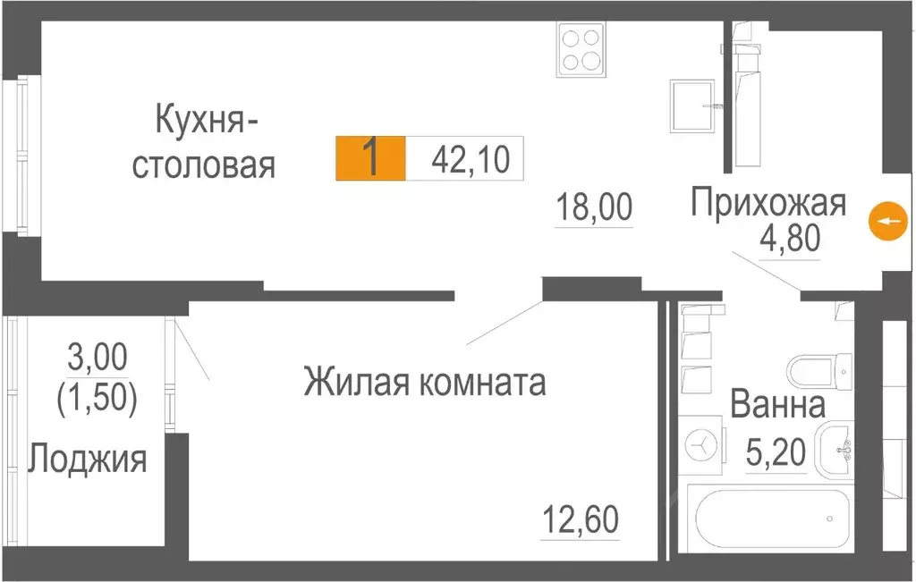 1-к кв. Свердловская область, Екатеринбург Уктус жилрайон, Шинный мкр, ... - Фото 0