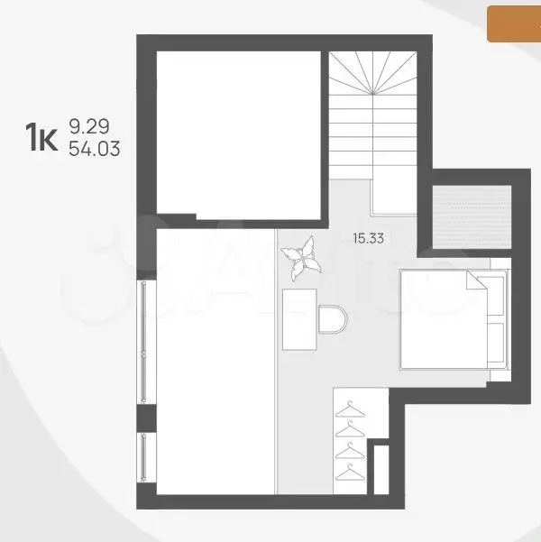 1-к. квартира, 54 м, 4/4 эт. - Фото 1