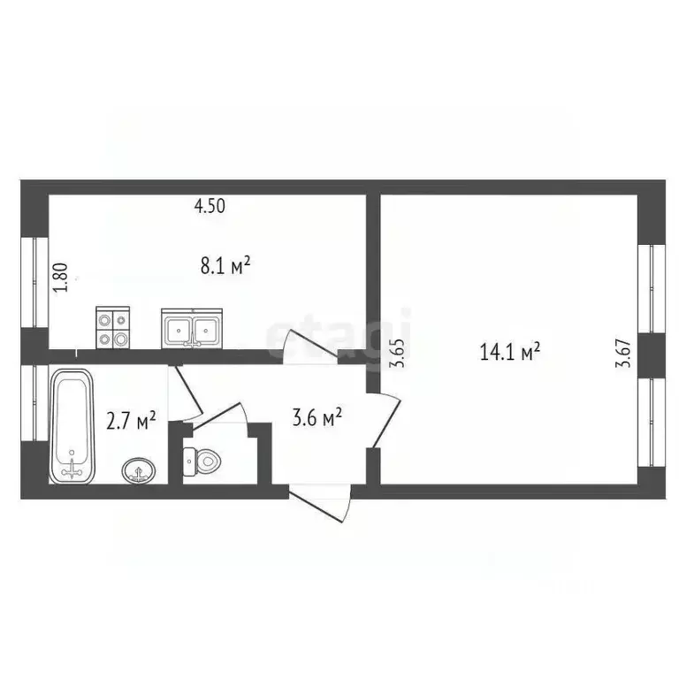 1-к кв. Орловская область, Орел ул. Ленина, 10 (29.5 м) - Фото 2