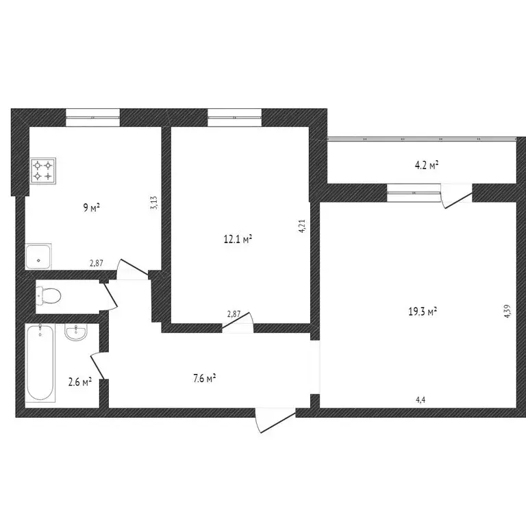 2-комнатная квартира: Тобольск, микрорайон 7А, 22 (51 м) - Фото 1