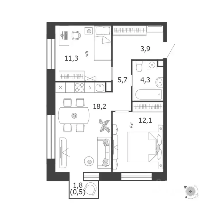 2-к кв. Москва проезд Проектируемый № 7021А (56.0 м) - Фото 0