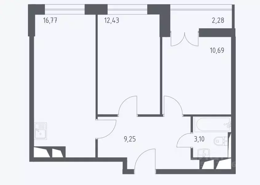 2-к кв. Московская область, Красногорск ул. Тенистых Аллей, 3к1 (53.9 ... - Фото 2