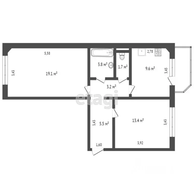 2-к кв. Тюменская область, Тюмень Широтная ул., 165к4 (56.4 м) - Фото 2