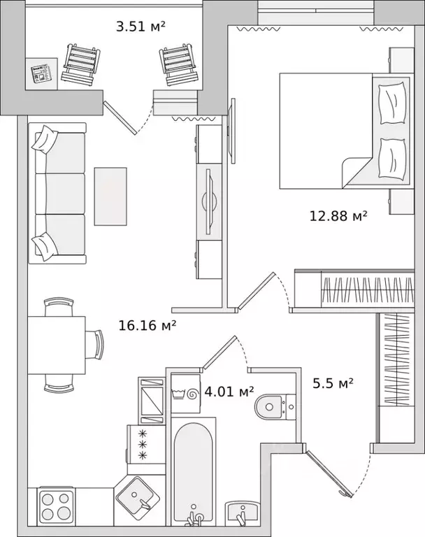 1-к кв. Санкт-Петербург ул. Плесецкая, 24 (41.93 м) - Фото 0