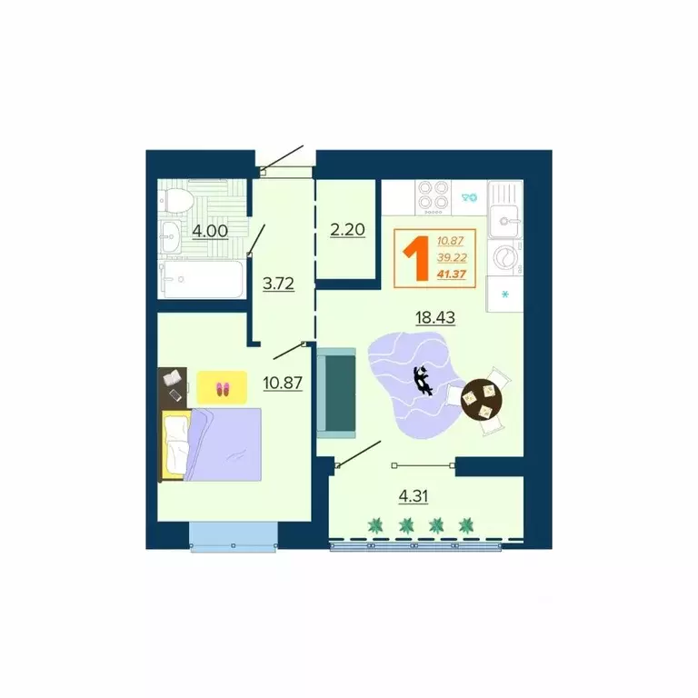 1-к кв. Брянская область, Брянск Московский мкр, Микрорайон Акватория ... - Фото 1