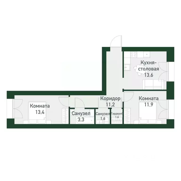 2-к кв. Свердловская область, Екатеринбург Академический мкр, 45-й ... - Фото 0