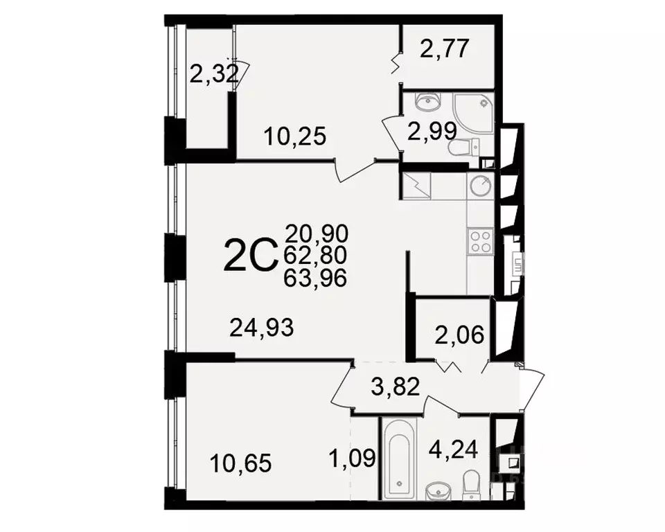 2-к кв. Рязанская область, Рязань ул. Чкалова (62.8 м) - Фото 1