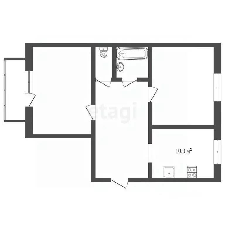 2-к кв. Забайкальский край, Чита пос. Текстильщиков, 4-й мкр, 36 (51.3 ... - Фото 2