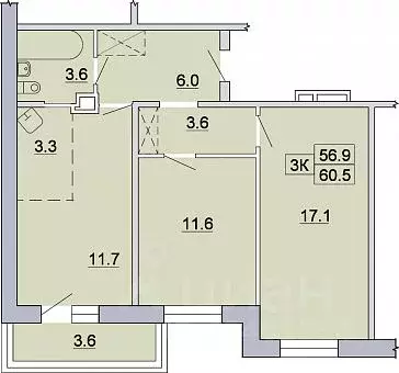 3-к кв. Иркутская область, Иркутск Ново-Ленино мкр, 1-й Ленинский ... - Фото 0