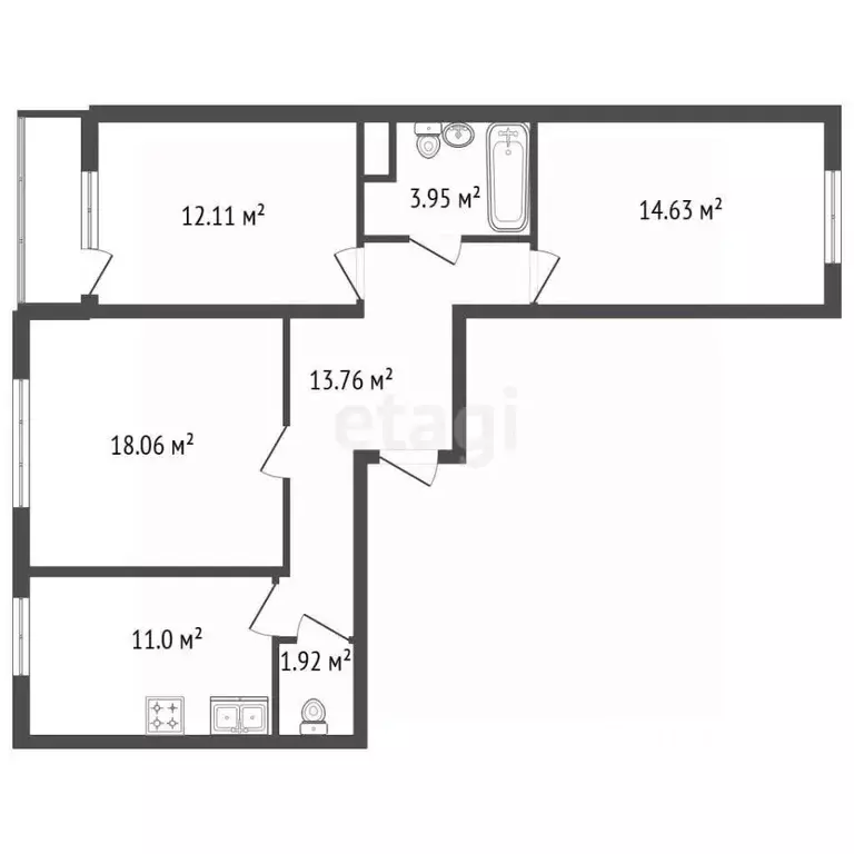 3-к кв. Санкт-Петербург Ленинский просп., 68 (75.0 м) - Фото 2