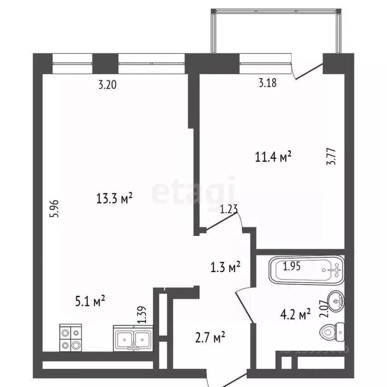 1-к кв. Тюменская область, Тюмень ул. Газовиков, 38к2 (38.0 м) - Фото 1