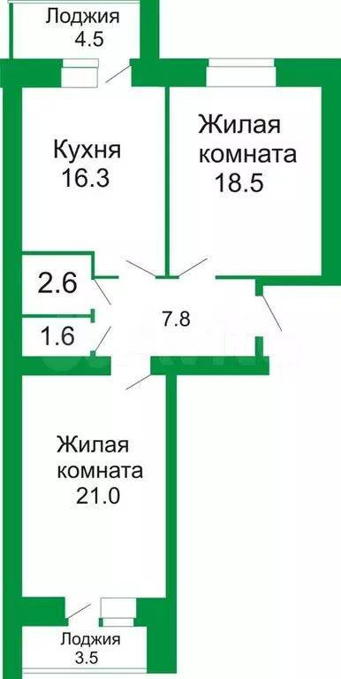 2-к. квартира, 71,8 м, 7/10 эт. - Фото 0