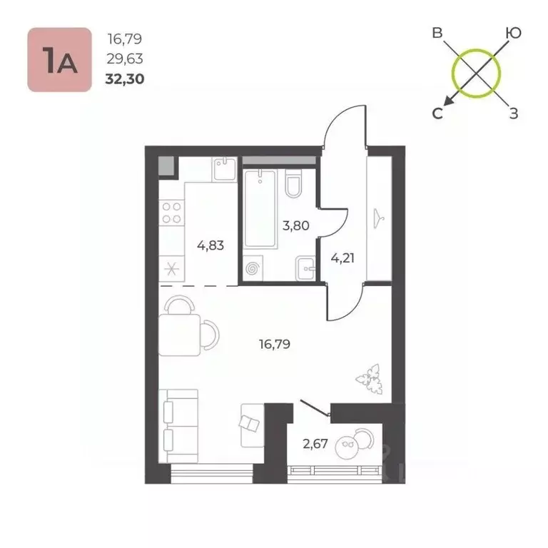 1-к кв. Свердловская область, Екатеринбург ул. Академика Ландау, 12/9 ... - Фото 0