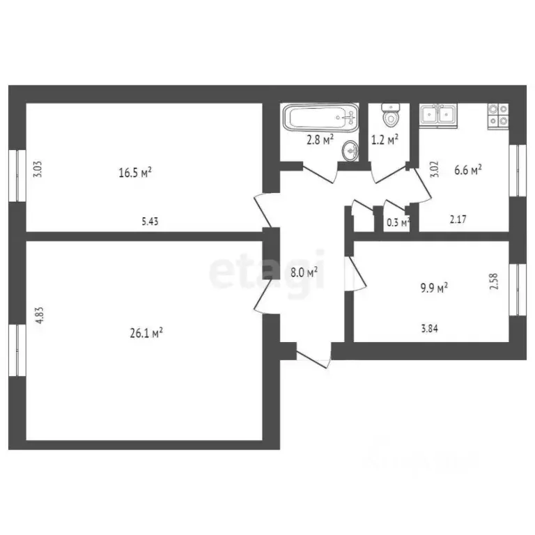 3-к кв. Севастополь ул. Одесская, 23 (71.7 м) - Фото 1