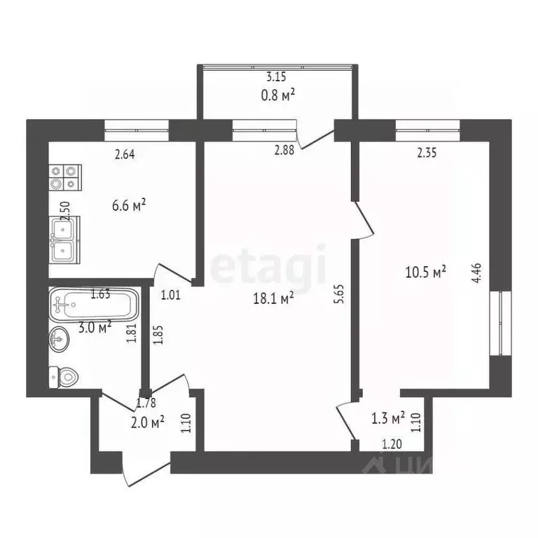 2-к кв. Забайкальский край, Чита ул. Богомягкова, 14 (41.5 м) - Фото 1