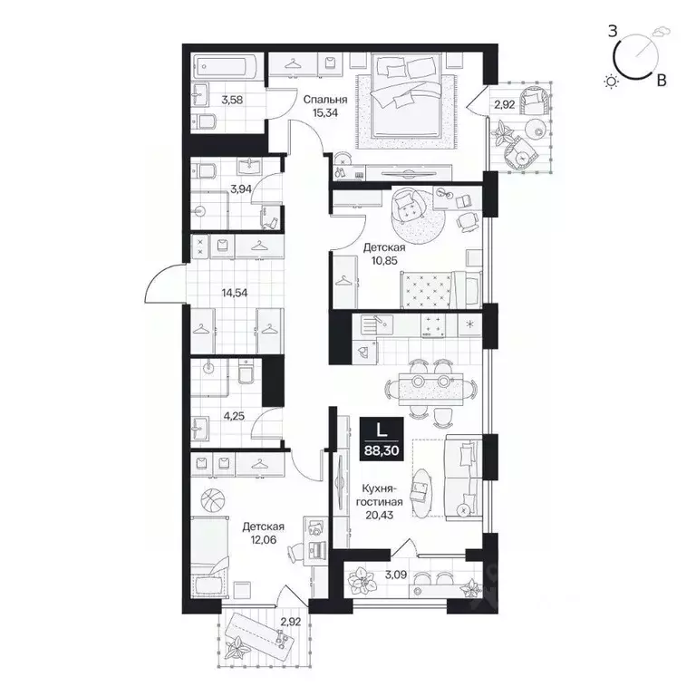 3-к кв. Волгоградская область, Волгоград просп. Имени В.И. Ленина, 59Г ... - Фото 1