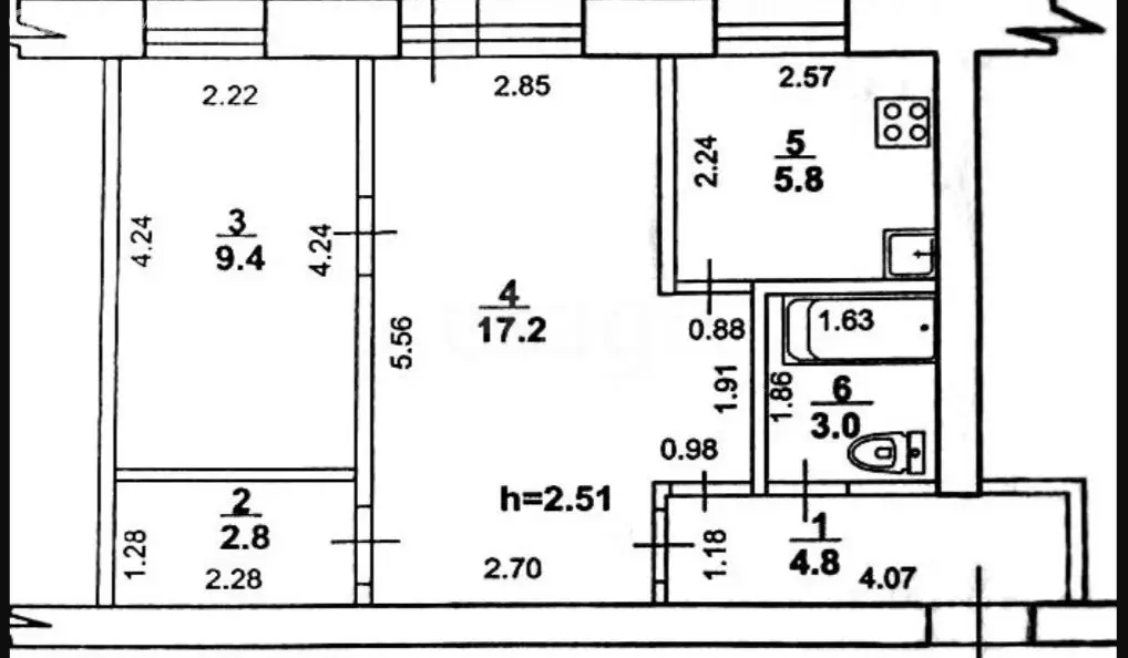 2-комнатная квартира: Иркутск, улица Лермонтова, 86 (43 м) - Фото 1