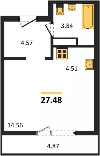 Квартира-студия: Новосибирск, улица Королёва, 17А (28 м) - Фото 0