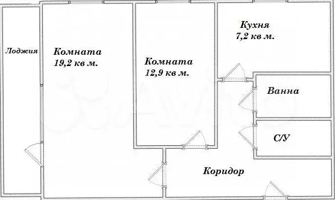 2-к. квартира, 50,3 м, 9/9 эт. - Фото 0