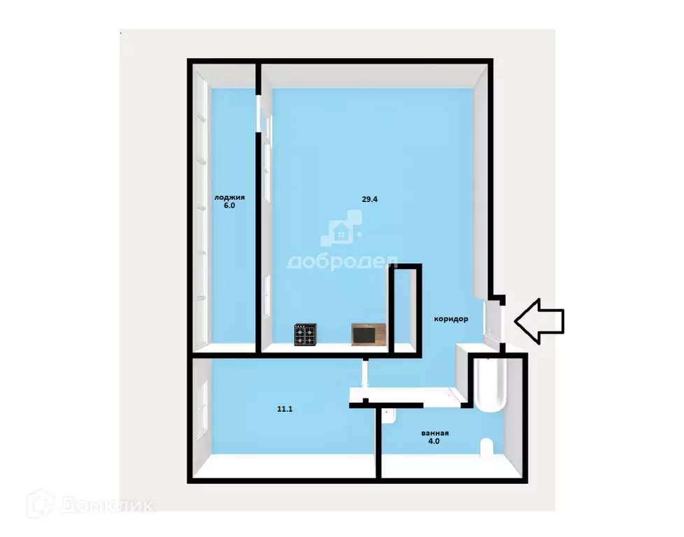 Продаётся 2-к квартира, 48 м - Фото 1