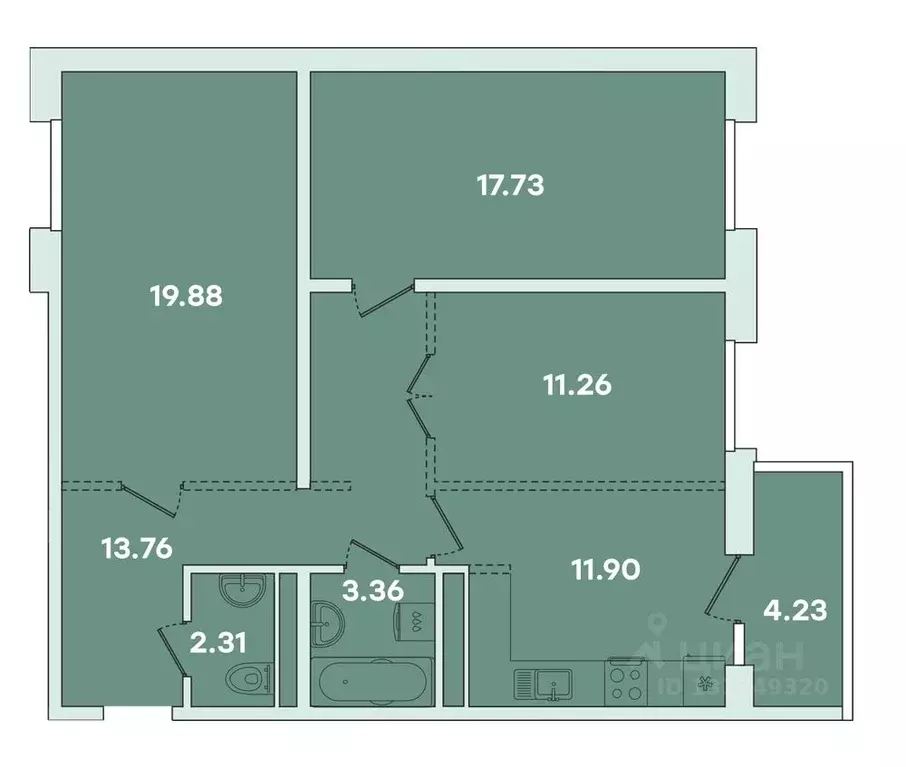 3-к кв. Иркутская область, Иркутск ул. Петрова, 18 (87.47 м) - Фото 0